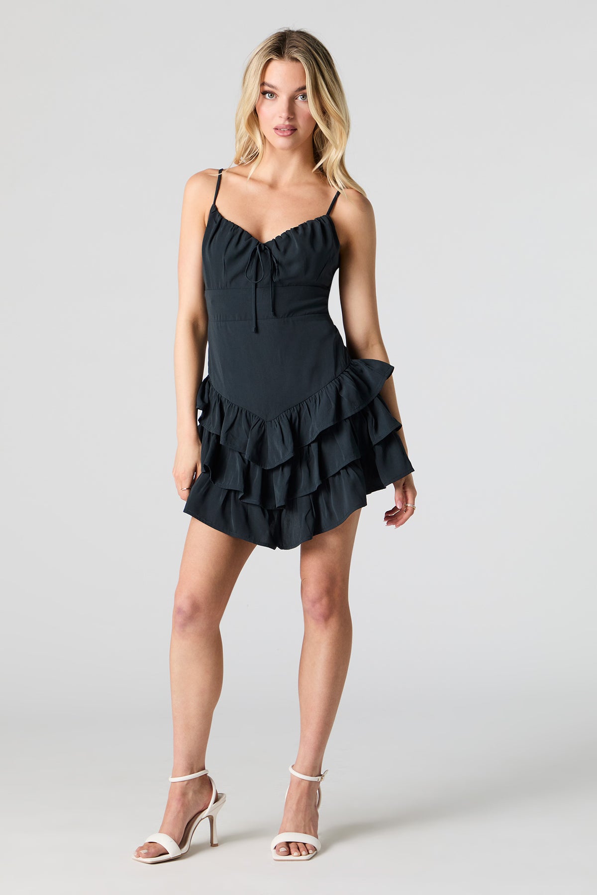 Alt View 3. Tiered Ruffle Mini Dress - Solid Black