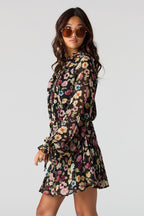 Chiffon Long Sleeve Mini Dress