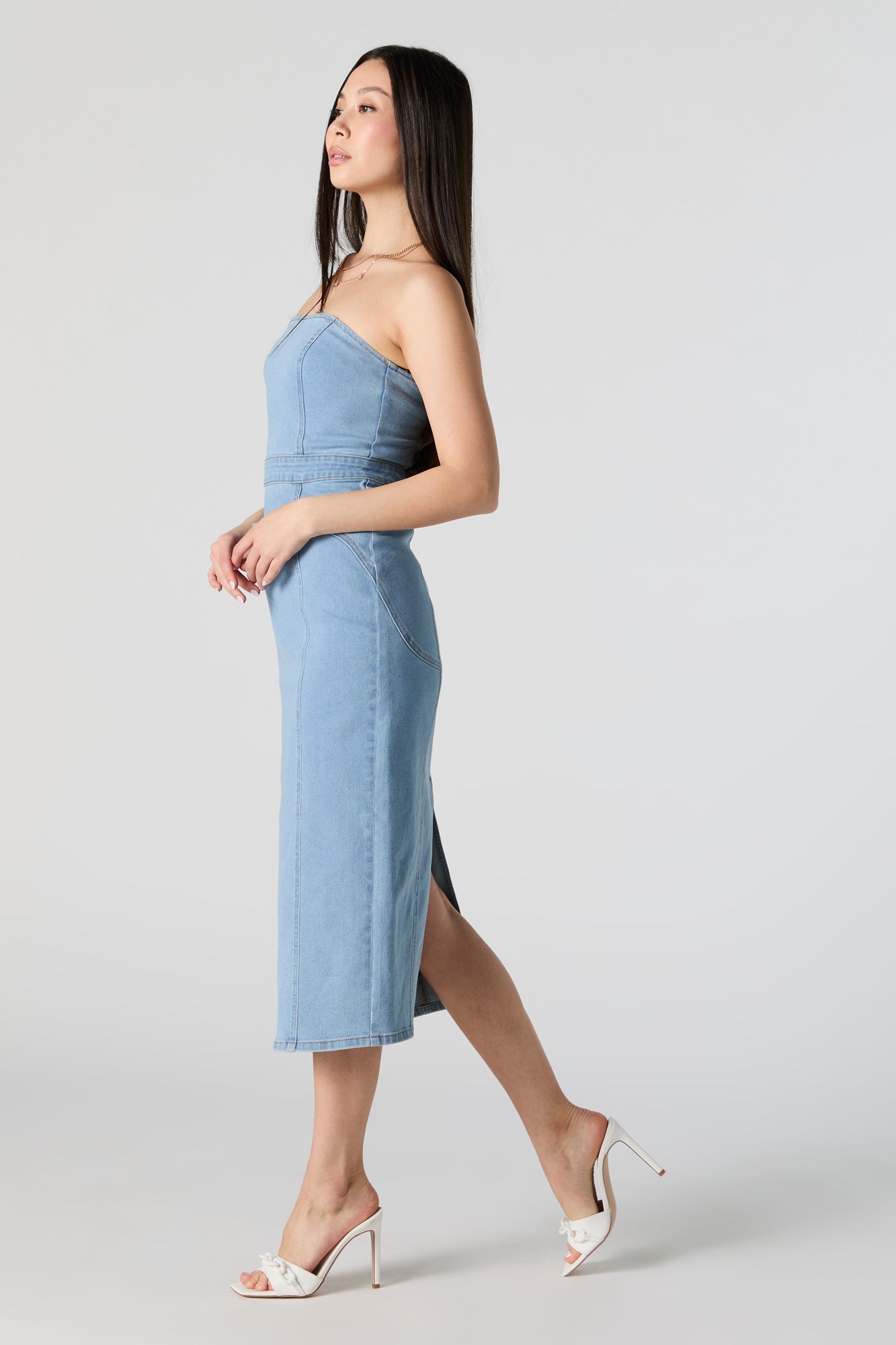 Robe midi tubulaire en denim