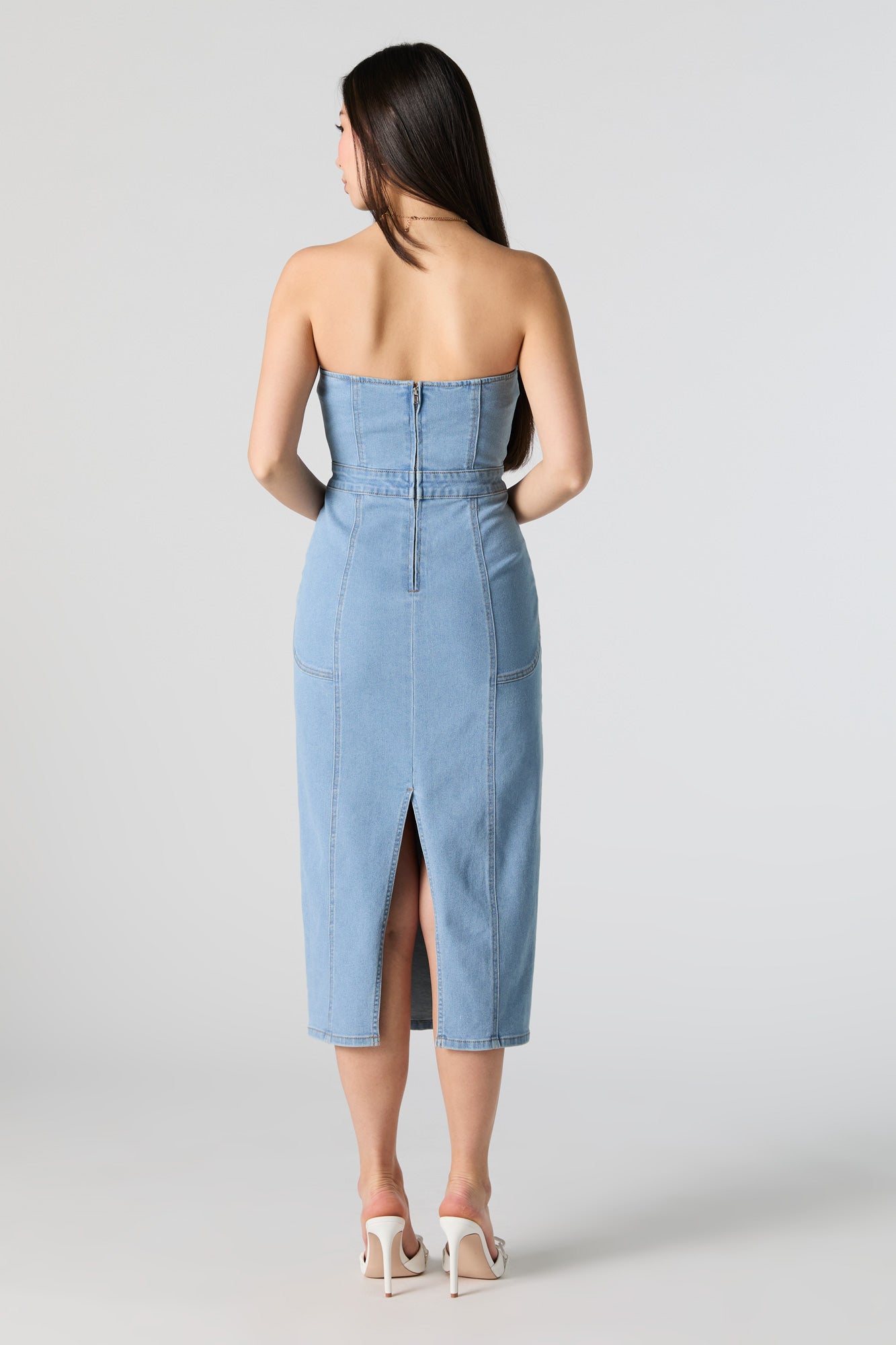 Robe midi tubulaire en denim