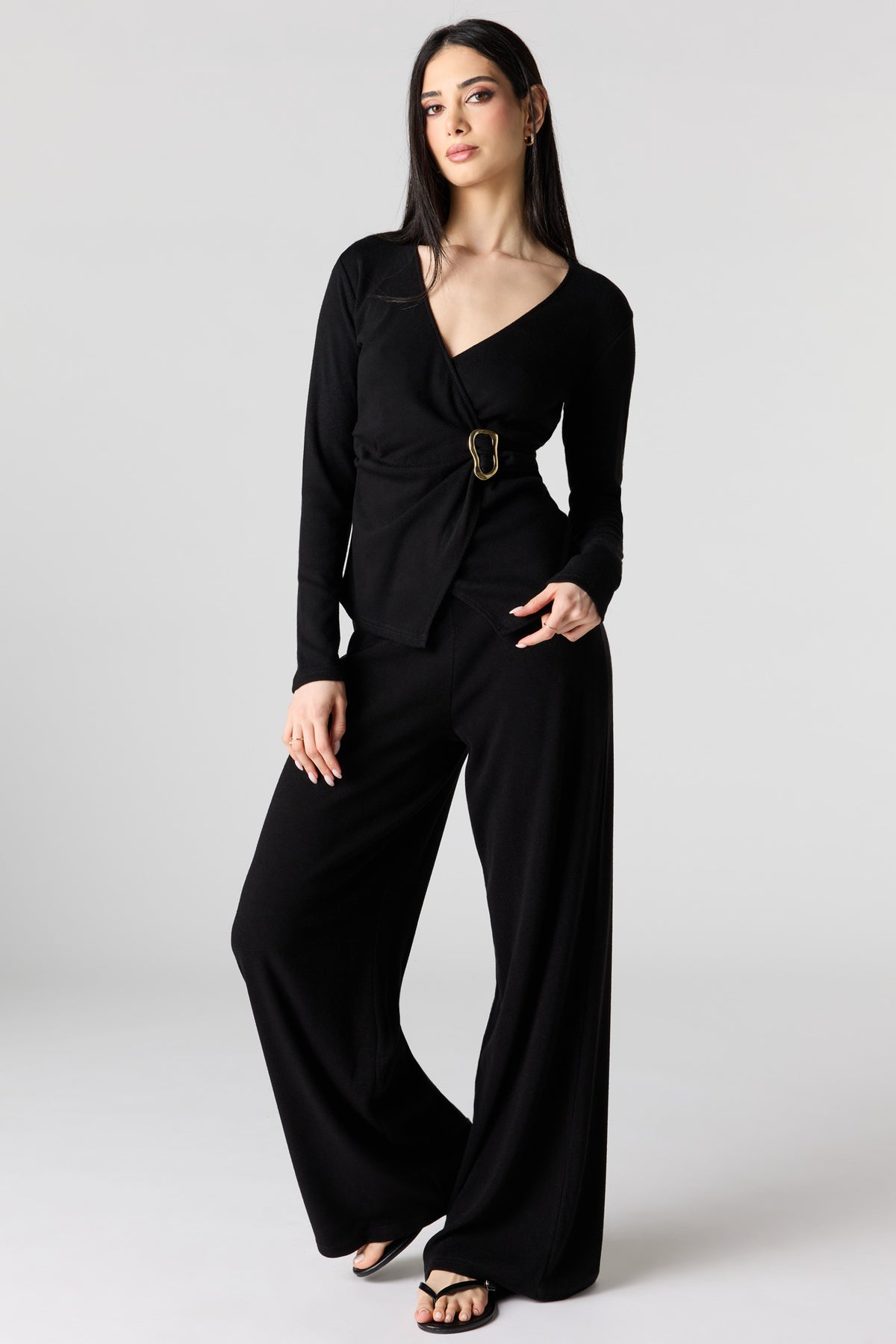 Alt View 6. Metal Ring Wrap Long Sleeve Top - Mauve