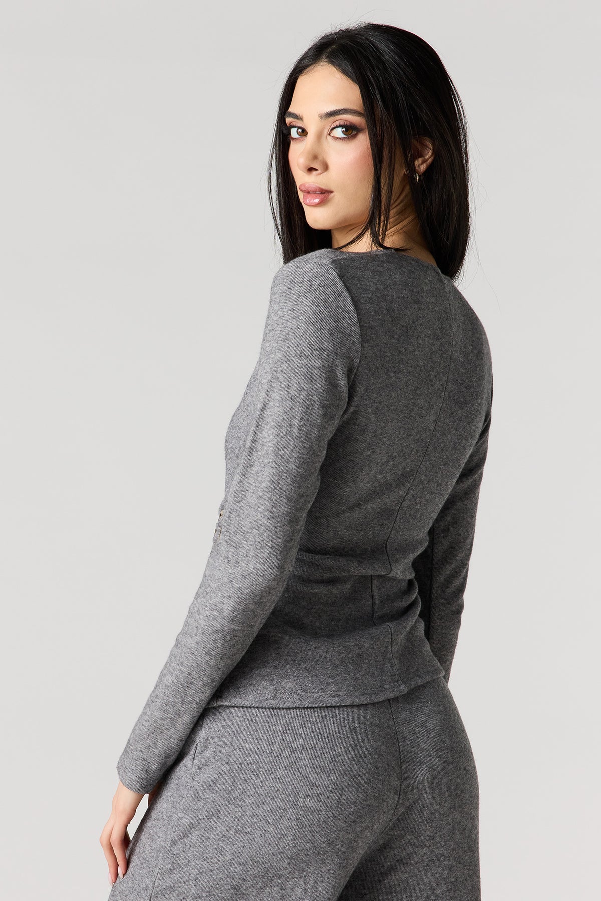 Alt View 8. Metal Ring Wrap Long Sleeve Top - Mauve