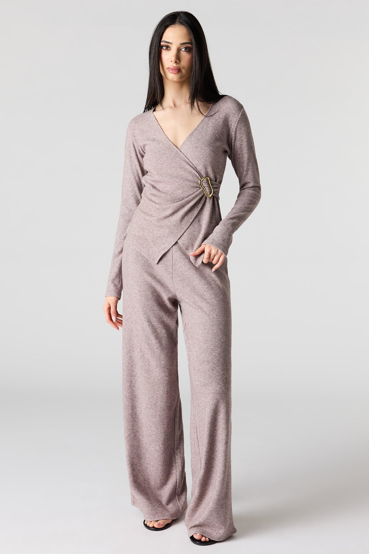 Alt View 12. Metal Ring Wrap Long Sleeve Top - Mauve