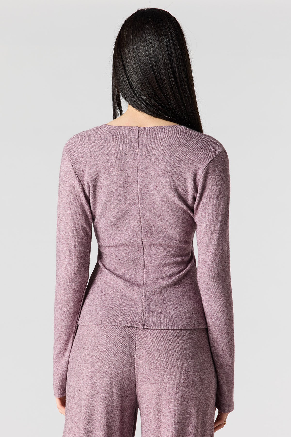 Alt View 2. Metal Ring Wrap Long Sleeve Top - Mauve