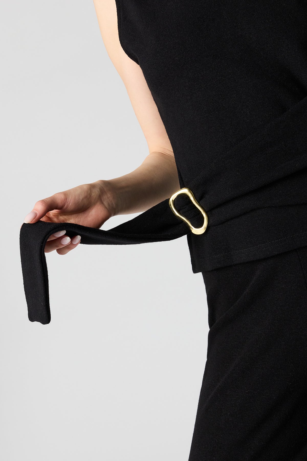 Alt View 4. Metal Ring Wrap High Neck Tank - Black