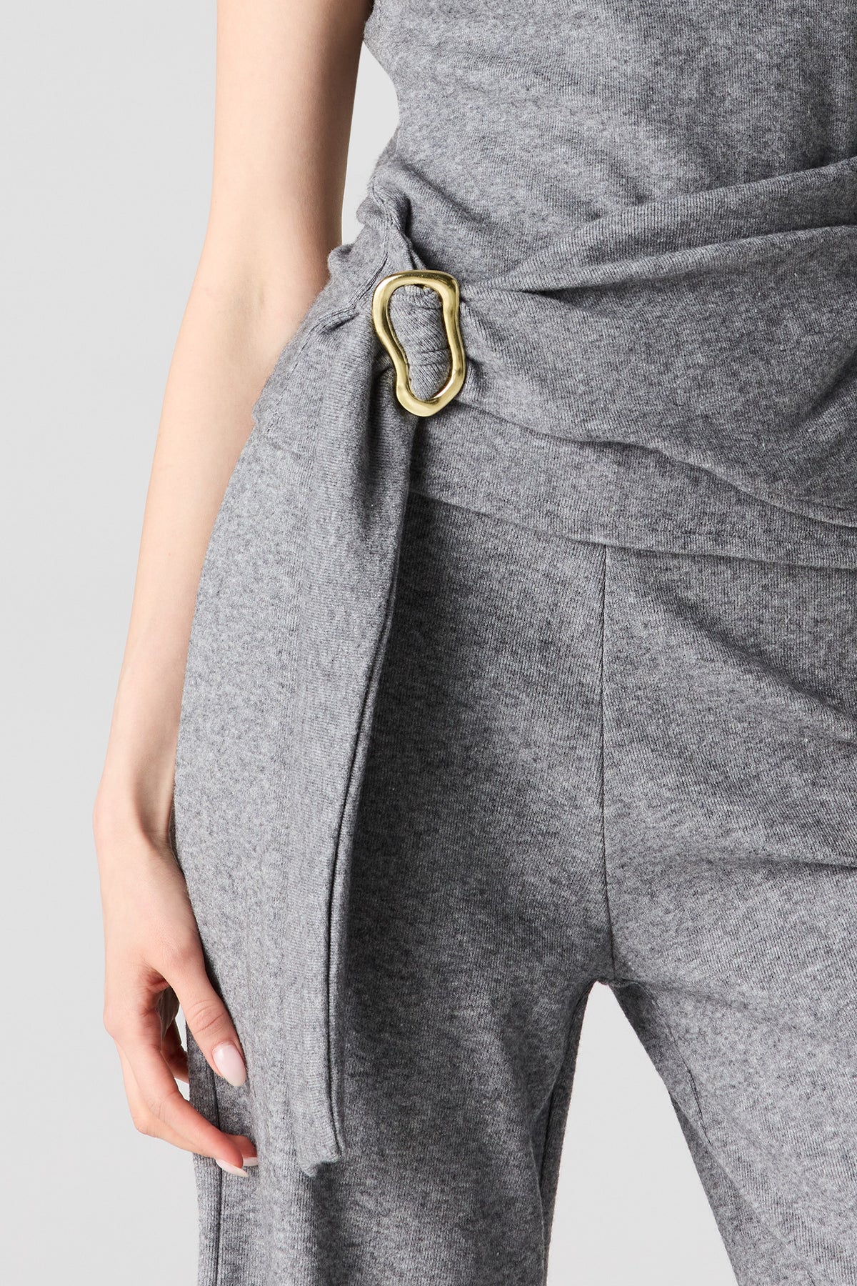 Alt View 4. Metal Ring Wrap High Neck Tank - Dark Grey