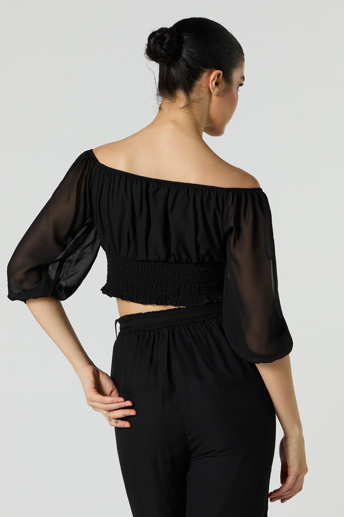 Chiffon Off Shoulder Half Sleeve Top