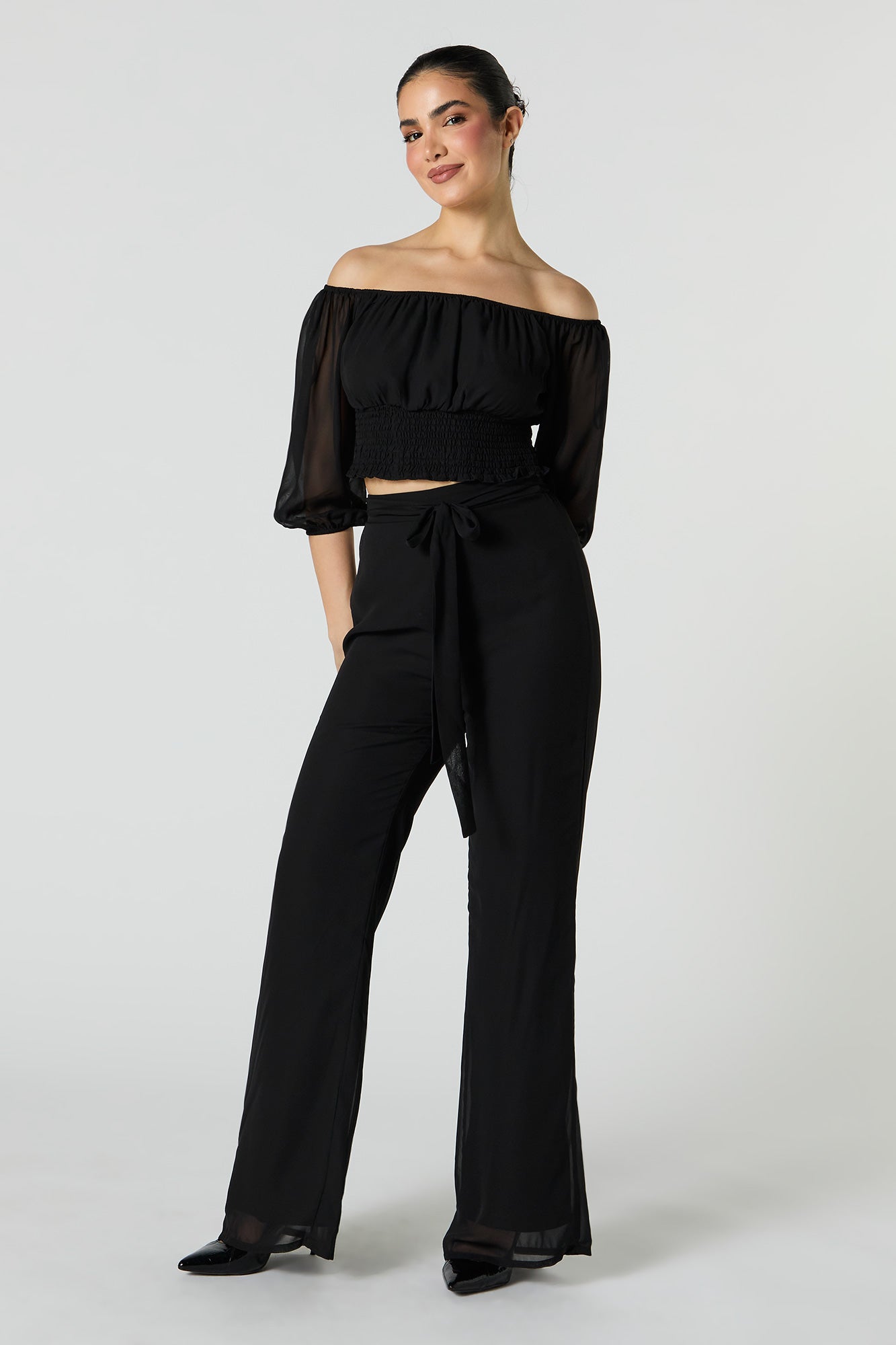 Chiffon Off Shoulder Half Sleeve Top