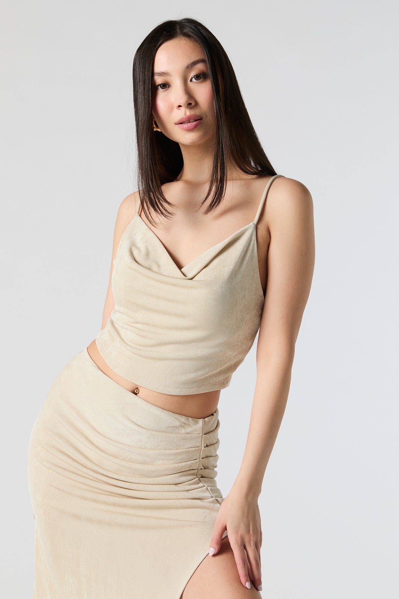 Cowl Neck Cropped Cami