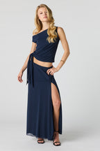 Mesh Slit Maxi Skirt