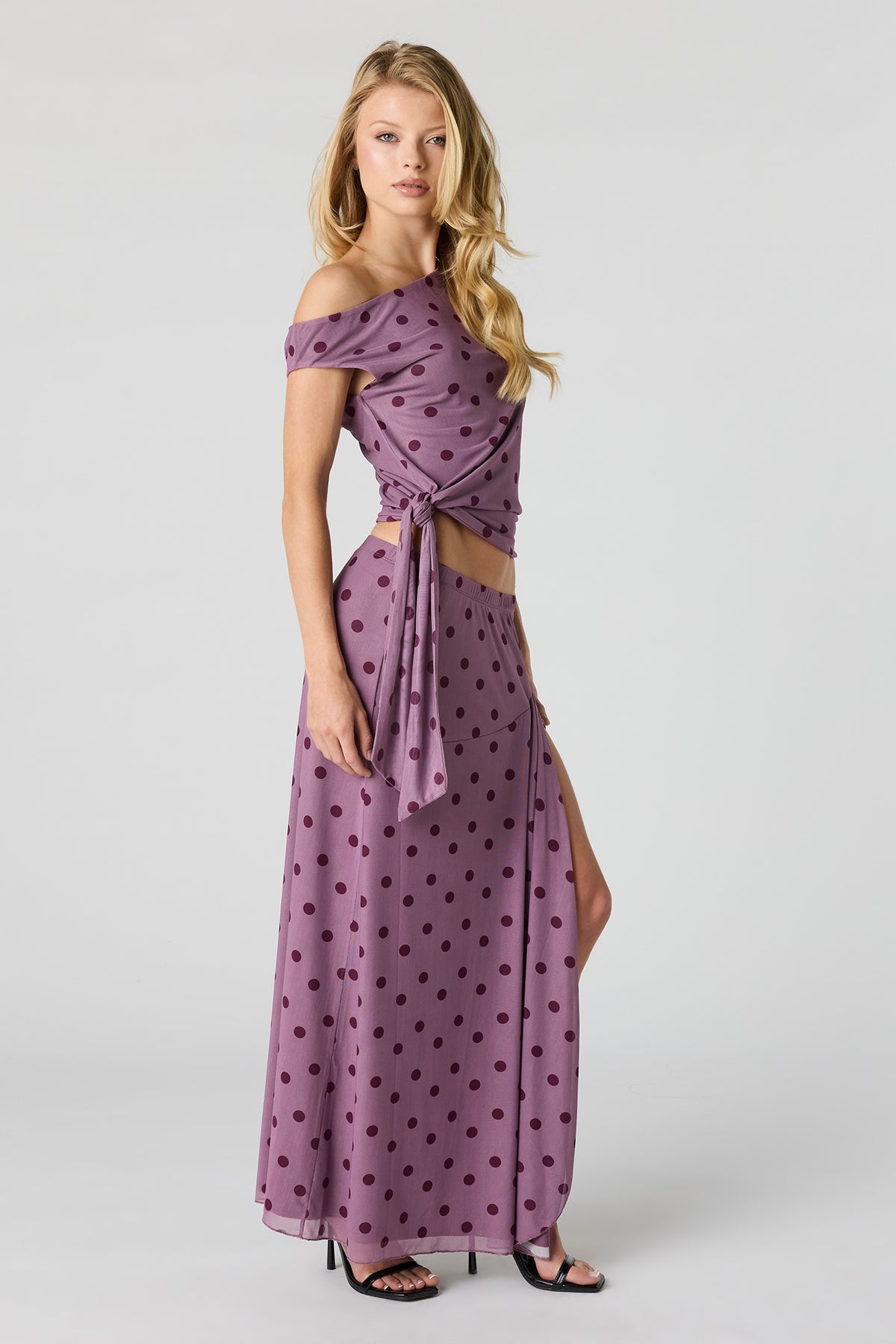 Alt View 2. Mesh Slit Maxi Skirt - Purple