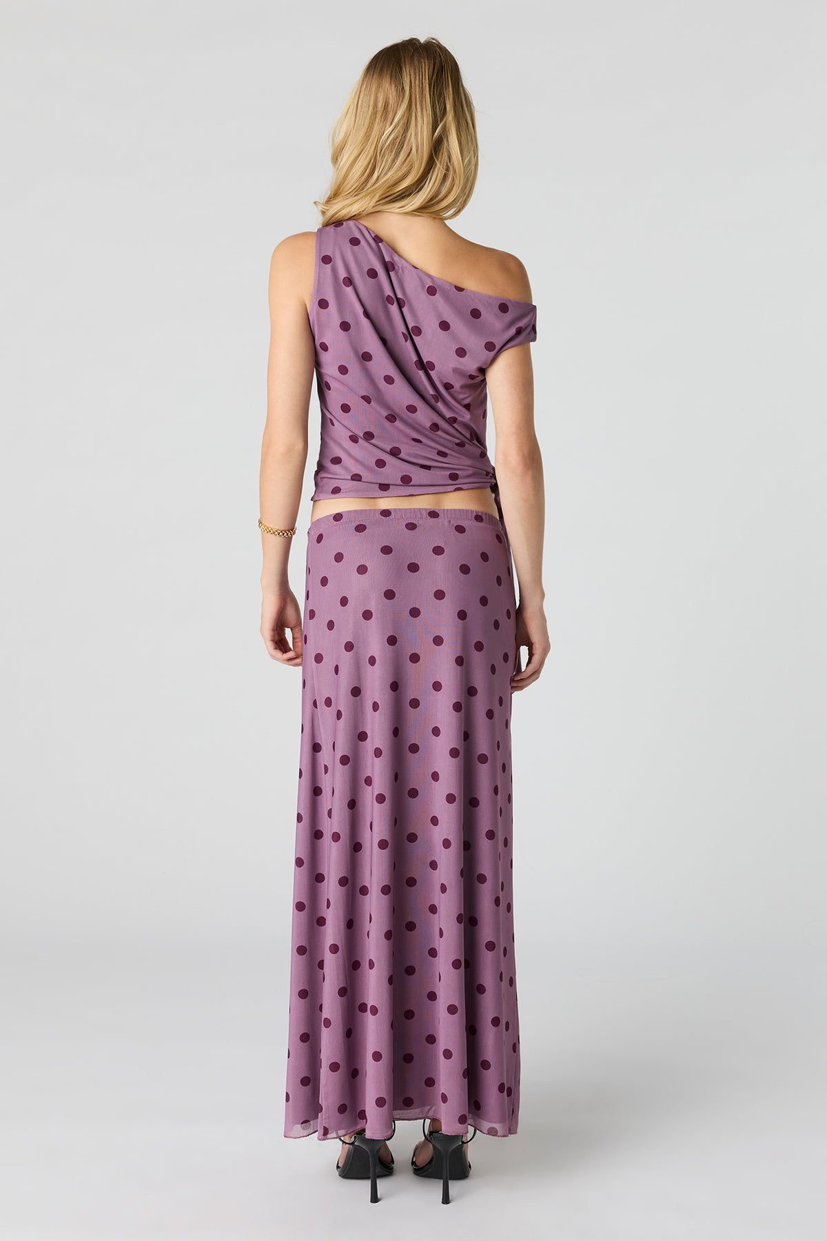 Alt View 3. Mesh Slit Maxi Skirt - Purple