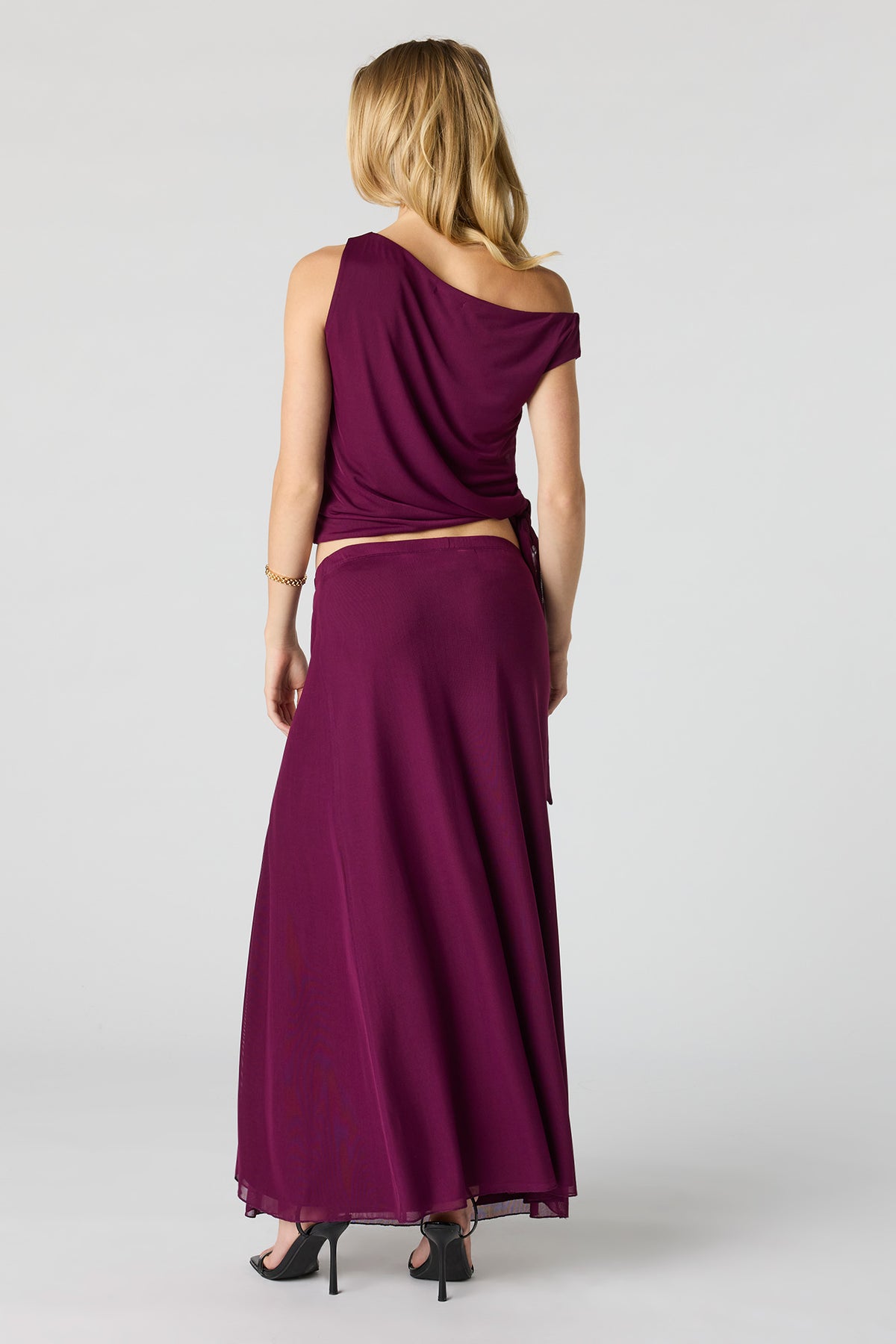 Alt View 3. Mesh Slit Maxi Skirt - Plum