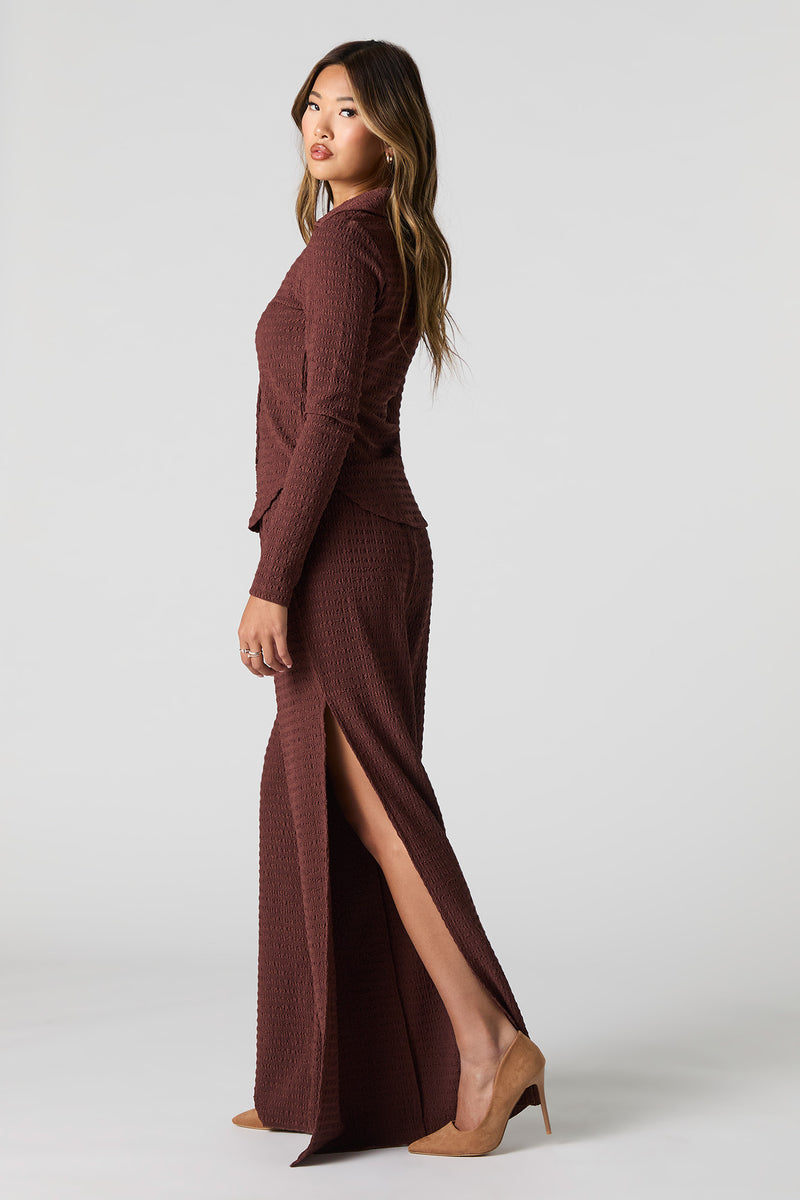 Textured Slit Wide Leg Pant