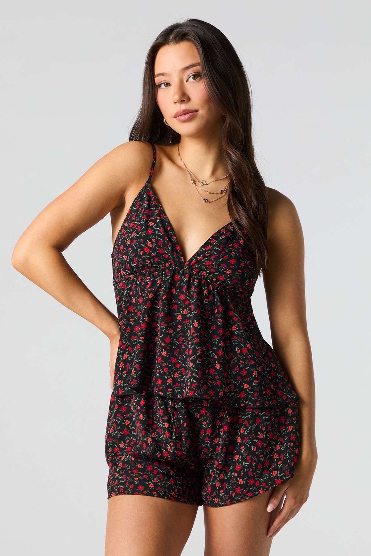 Printed Flowy Short - Black