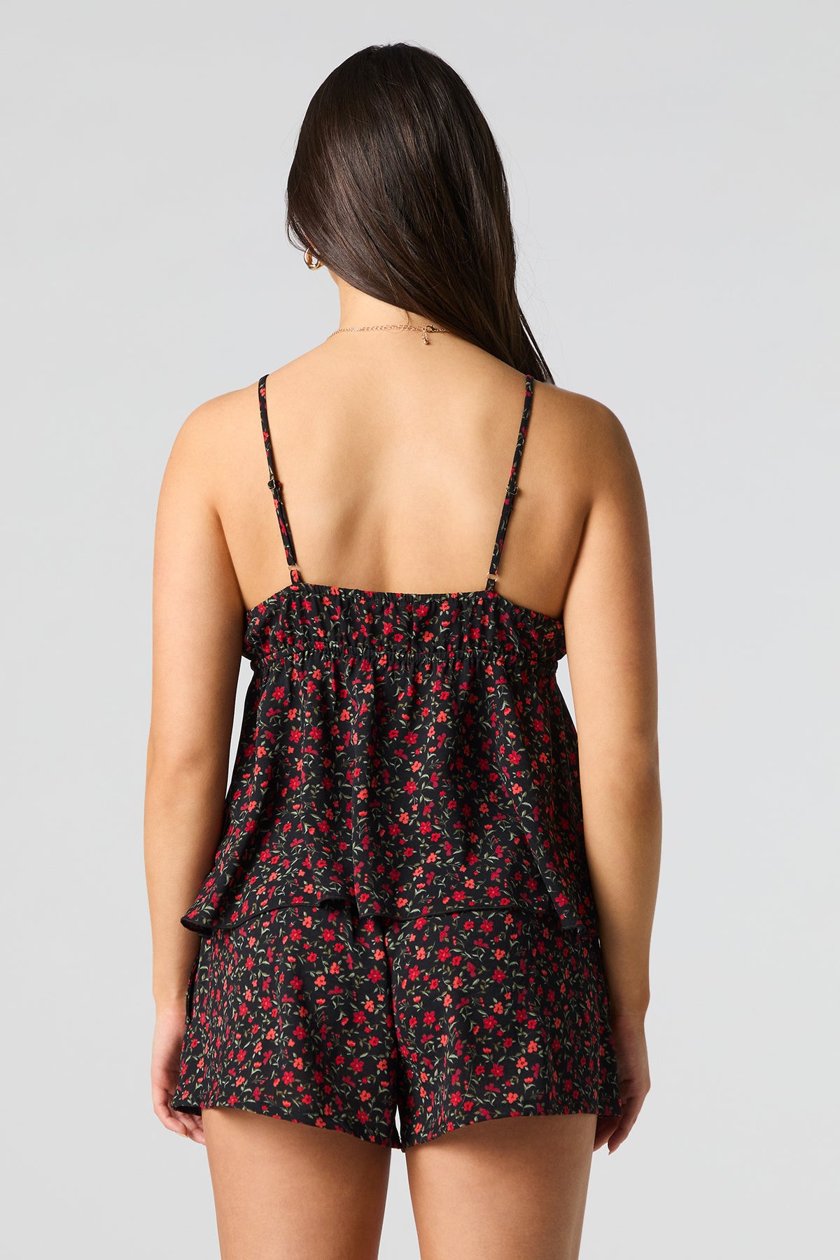 Alt View 2. Printed Flowy Short - Black