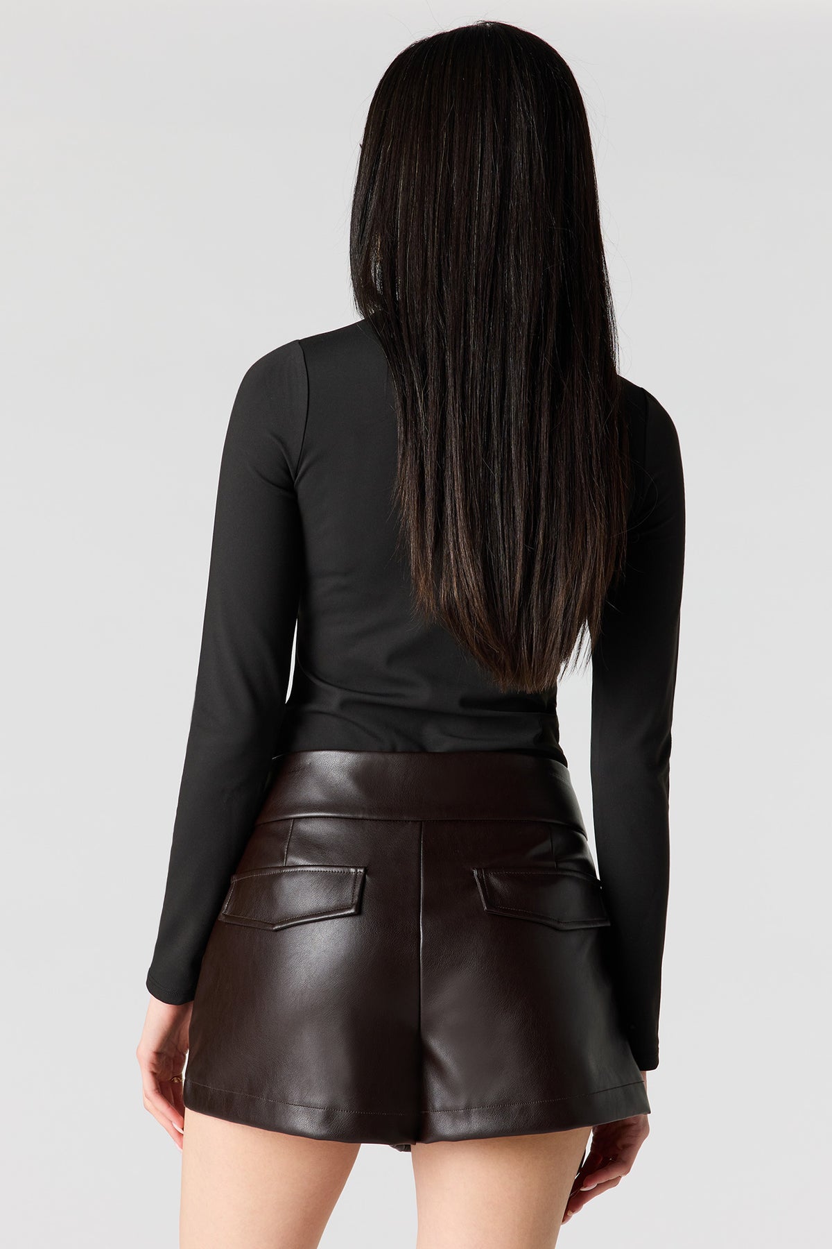 Alt View 2. Faux Leather Short - Brown