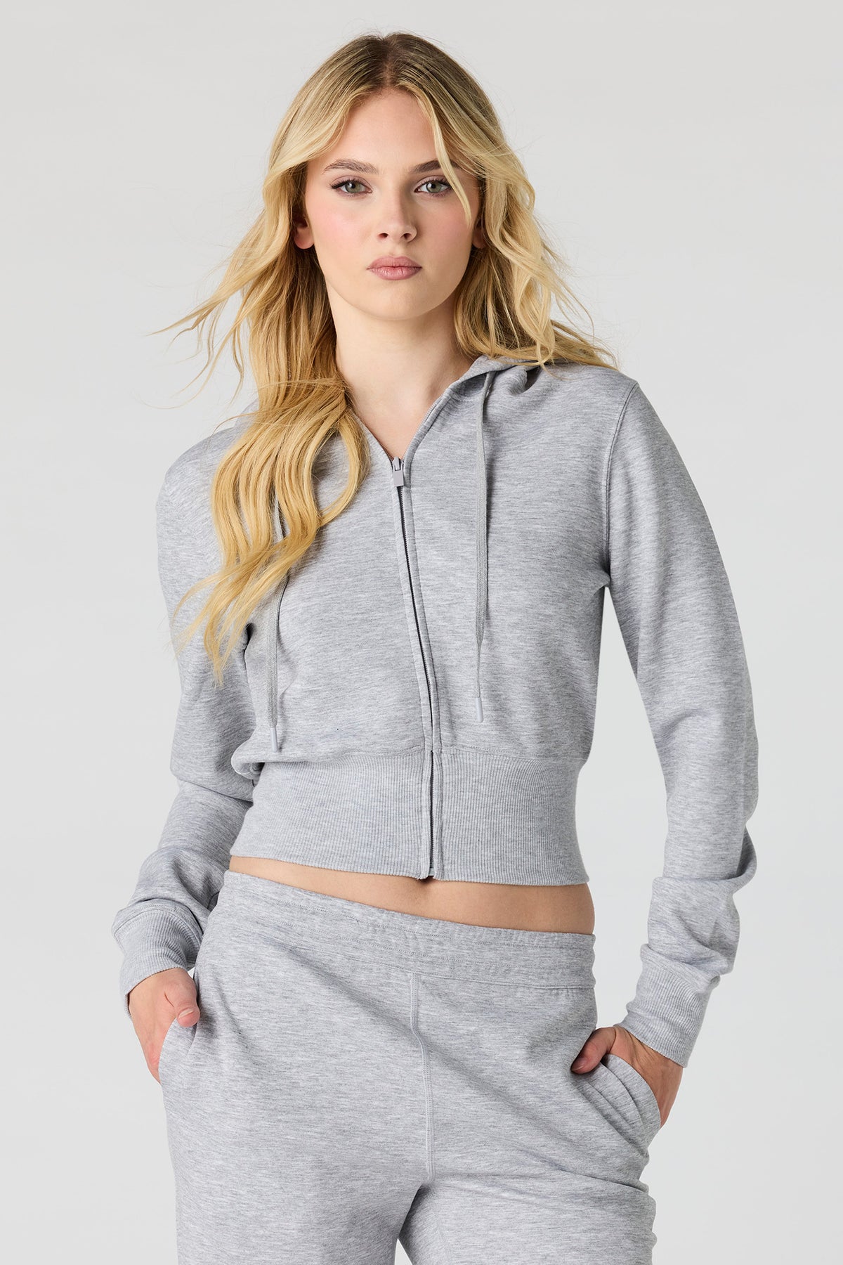 Luxe Scuba Zip Hoodie - Heather Grey