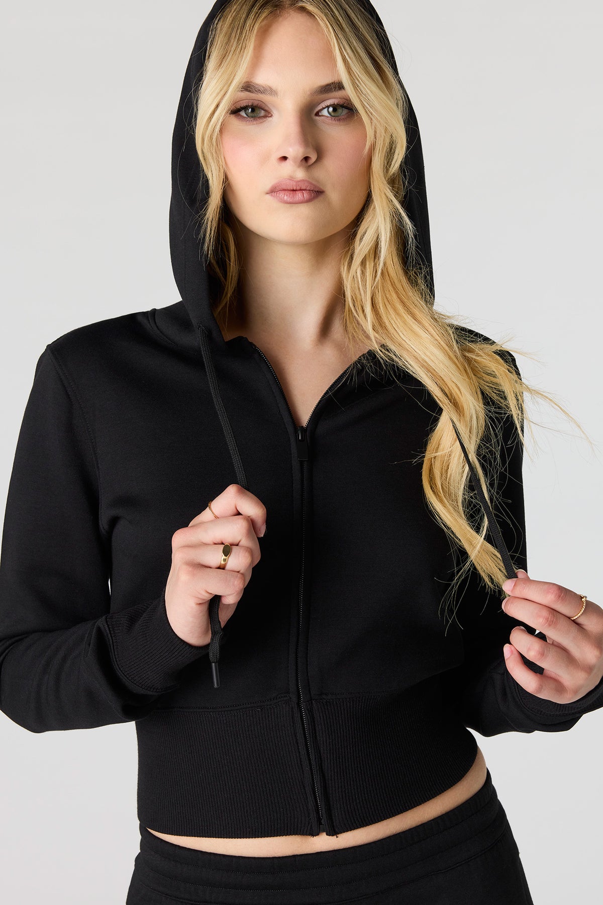Alt View 4. Luxe Scuba Zip Hoodie - Black