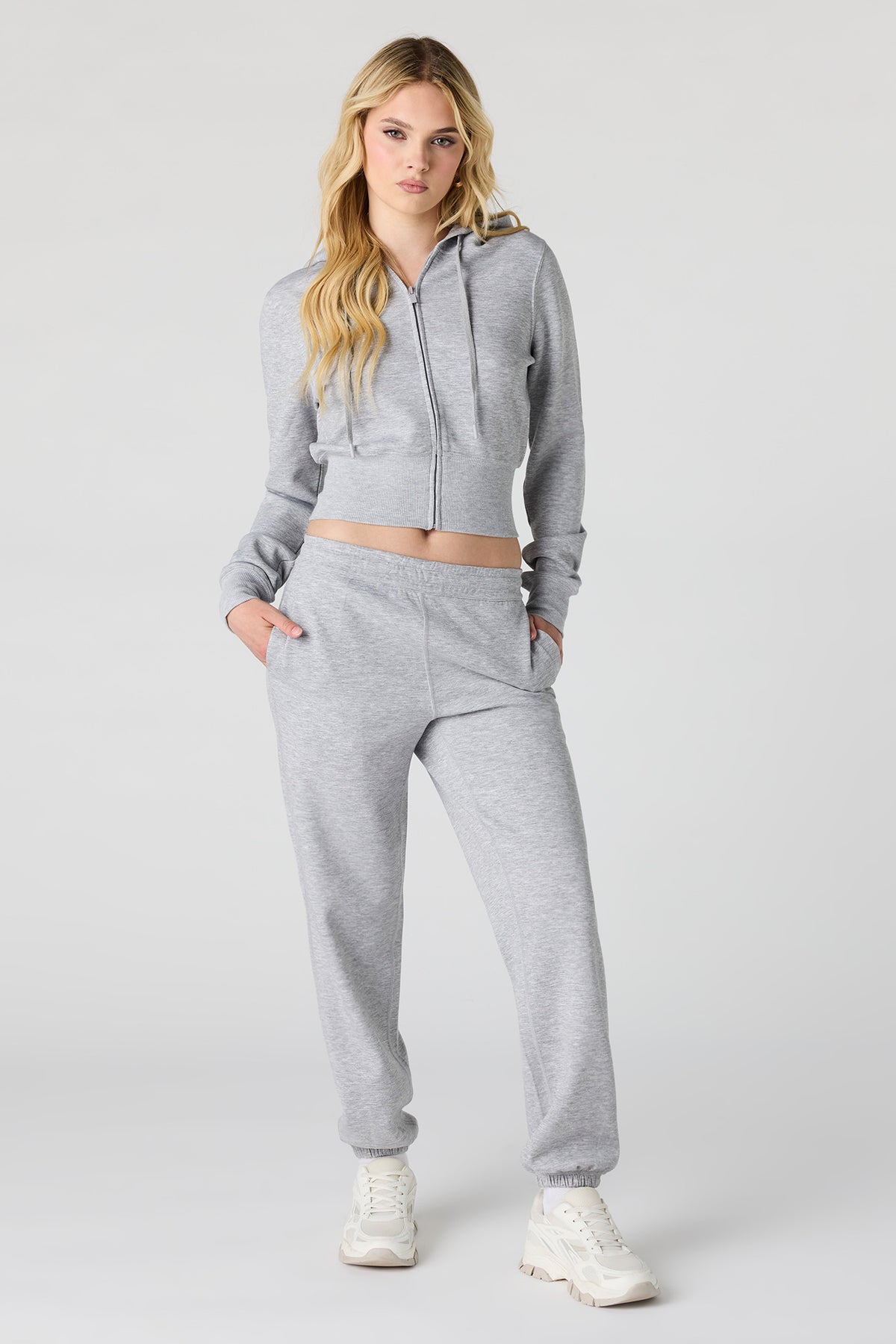 Alt View 3. Luxe Scuba Zip Hoodie - Heather Grey
