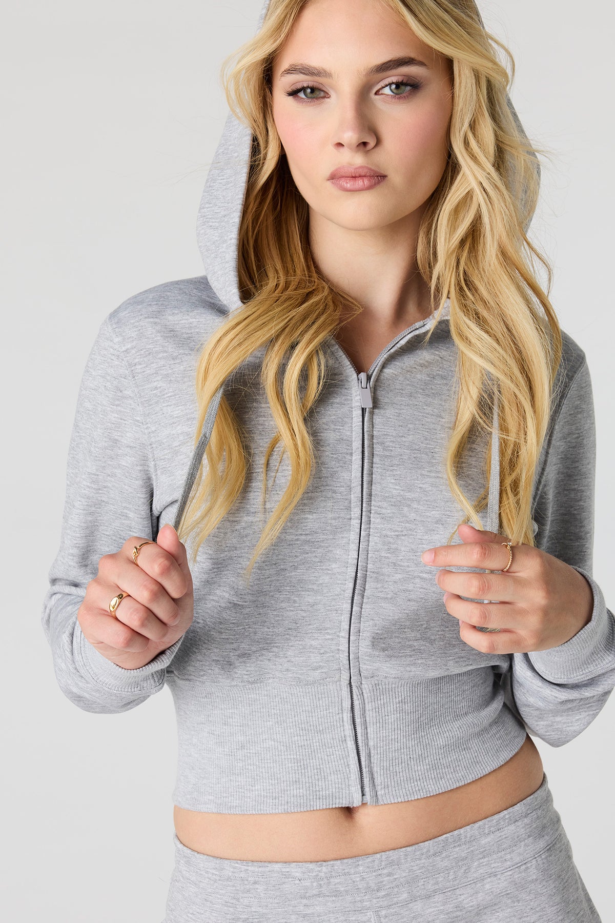 Alt View 4. Luxe Scuba Zip Hoodie - Heather Grey