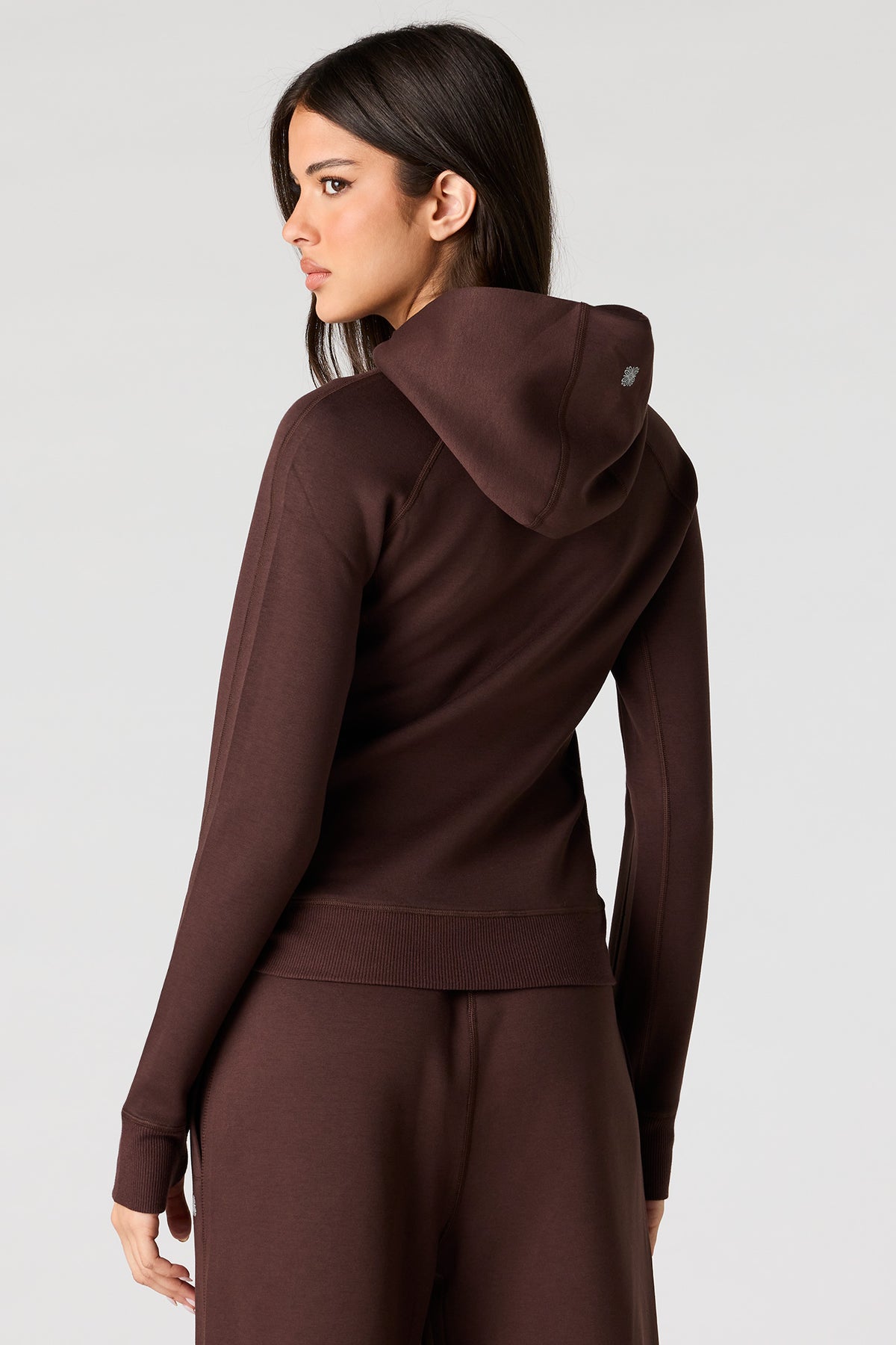 Alt View 2. Luxe Scuba Zip Hoodie - Brown