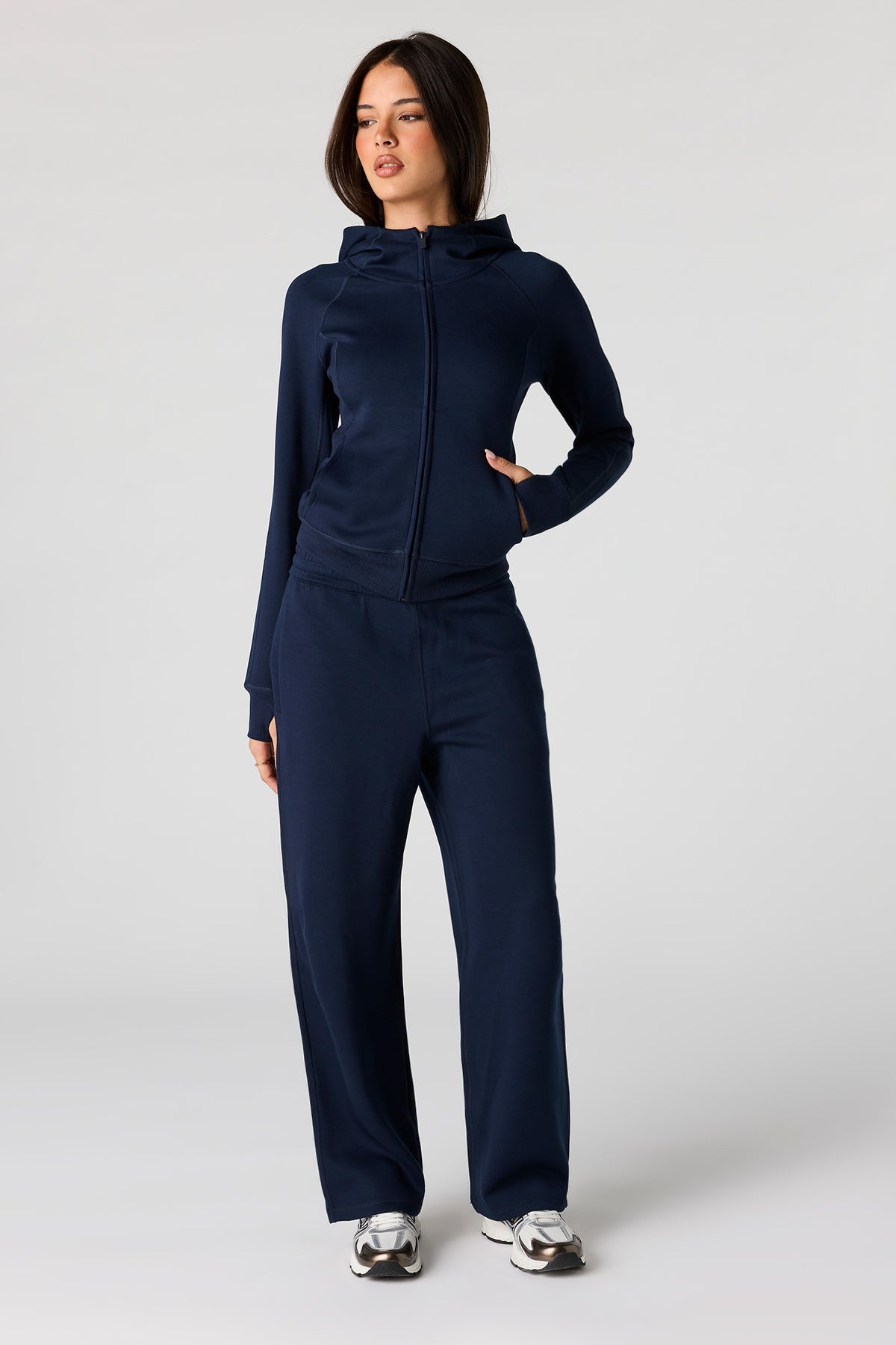 Alt View 3. Luxe Scuba Zip Hoodie - Navy