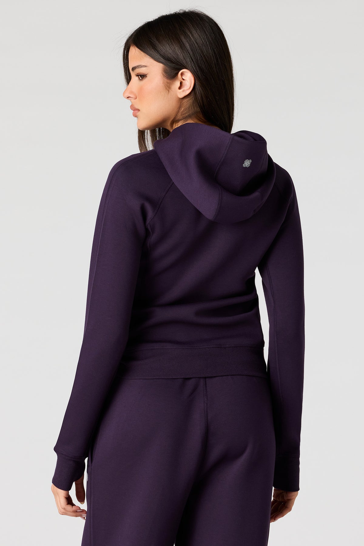 Alt View 2. Luxe Scuba Zip Hoodie - Plum