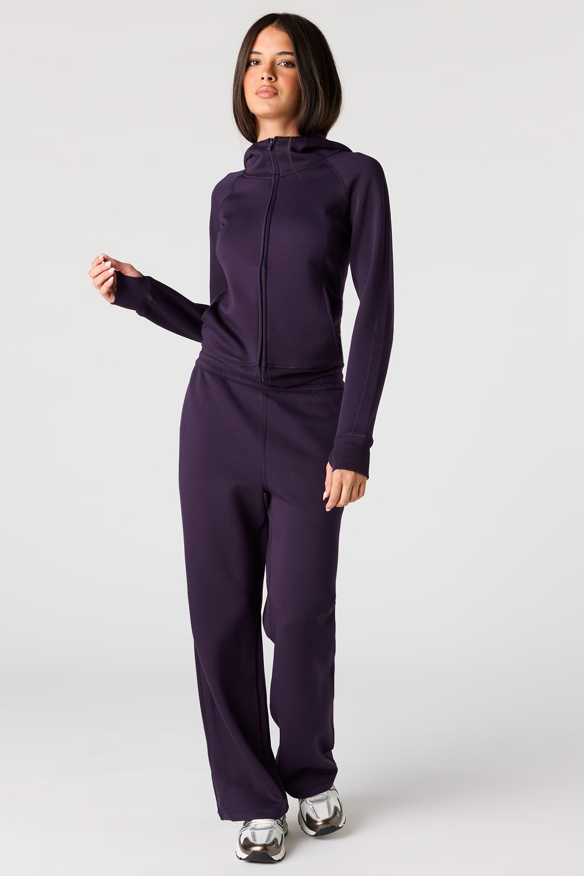 Alt View 3. Luxe Scuba Zip Hoodie - Plum