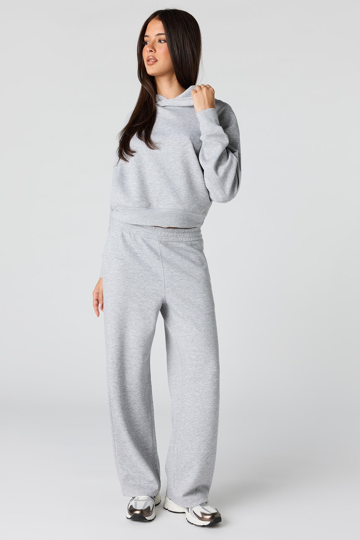 Alt View 3. Luxe Scuba Hoodie - Heather Grey