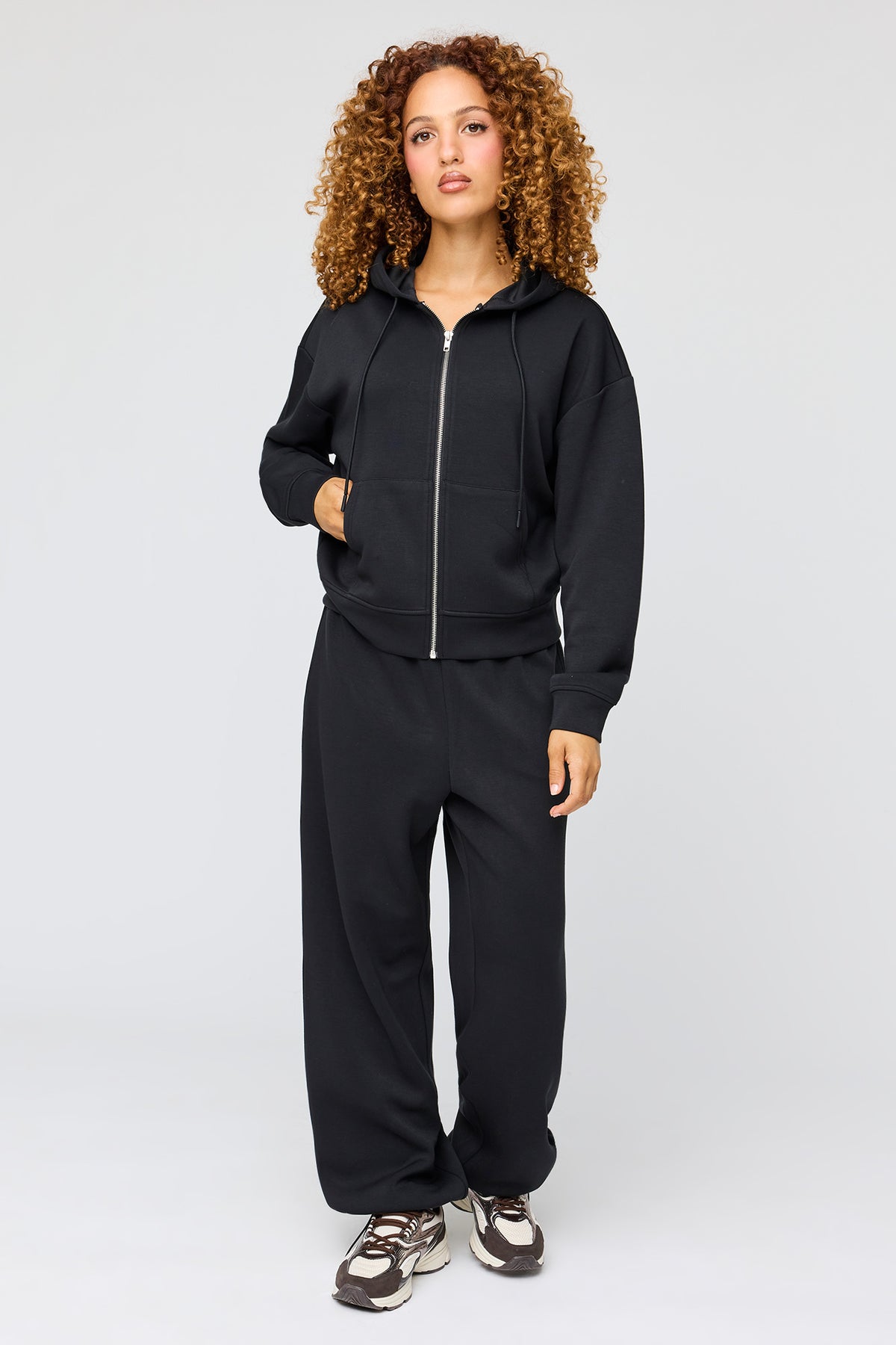 Alt View 3. Luxe Scuba Zip Hoodie - Black