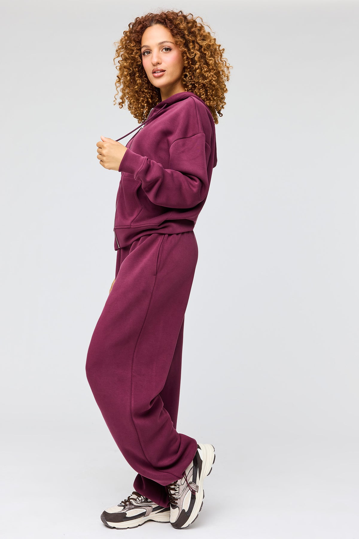 Alt View 3. Luxe Scuba Zip Hoodie - Burgundy