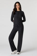 Waffle Knit Straight Leg Pant