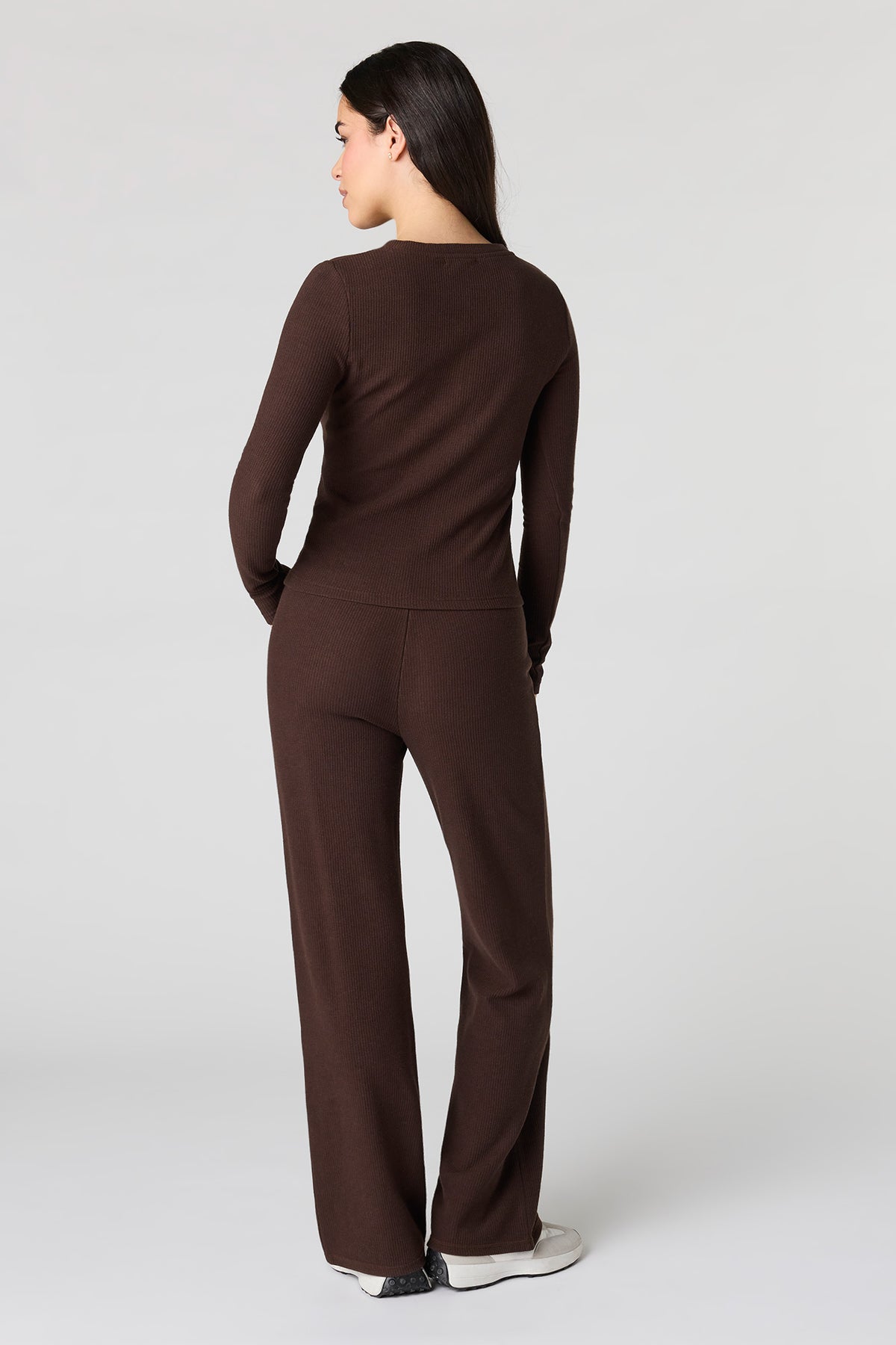 Alt View 3. Waffle Knit Straight Leg Pant - Brown