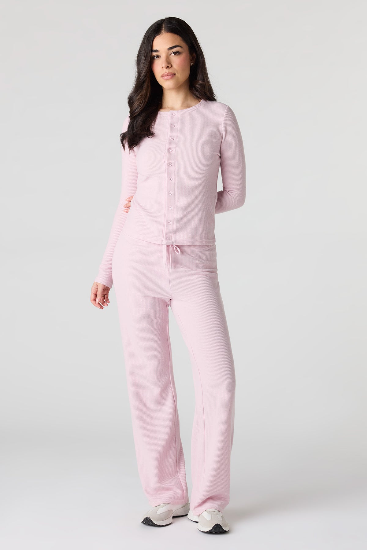 Pantalon à jambe droite en tricot gaufré
