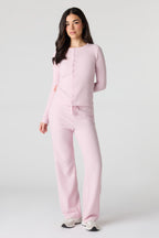 Pantalon à jambe droite en tricot gaufré