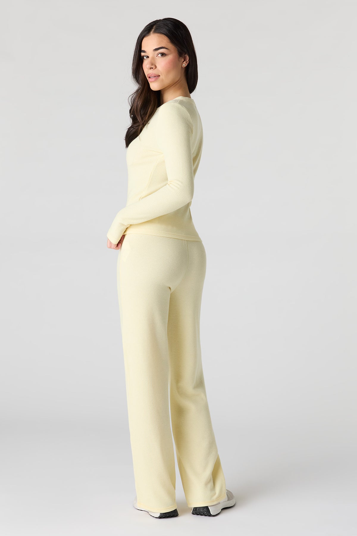 Alt View 3. Waffle Knit Straight Leg Pant - Yellow
