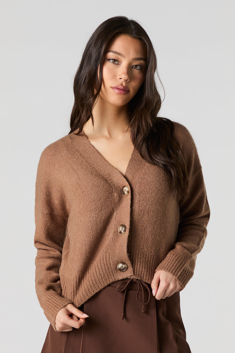 Mossy Knit Button-Up Cardigan