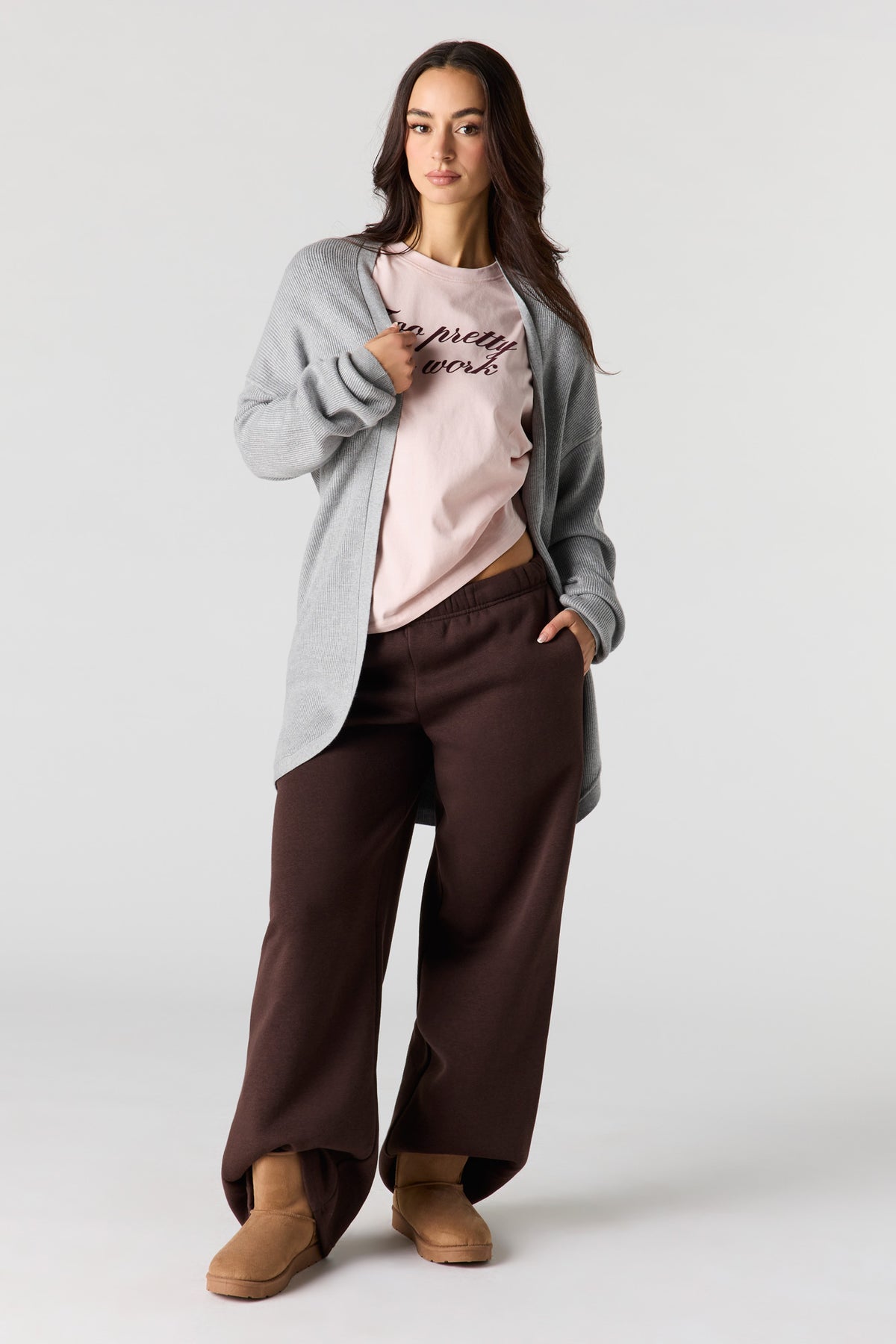 Vue alternative 3. Cardigan ouvert côtelé