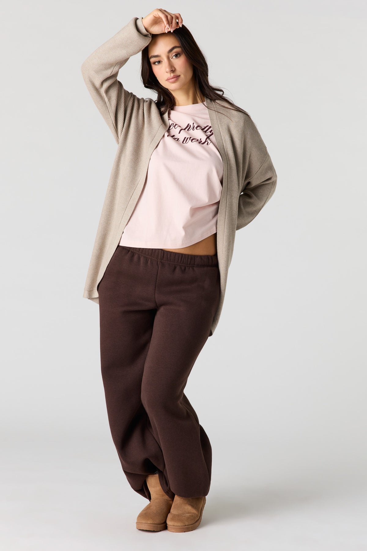 Vue alternative 3. Cardigan ouvert côtelé