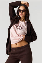 Cardigan ouvert côtelé