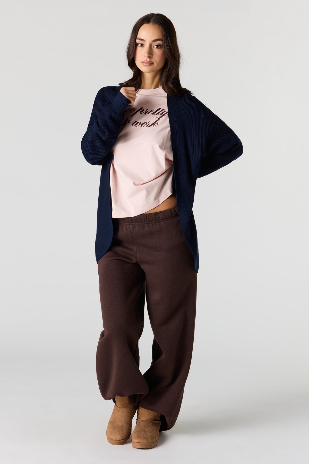 Vue alternative 3. Cardigan ouvert côtelé