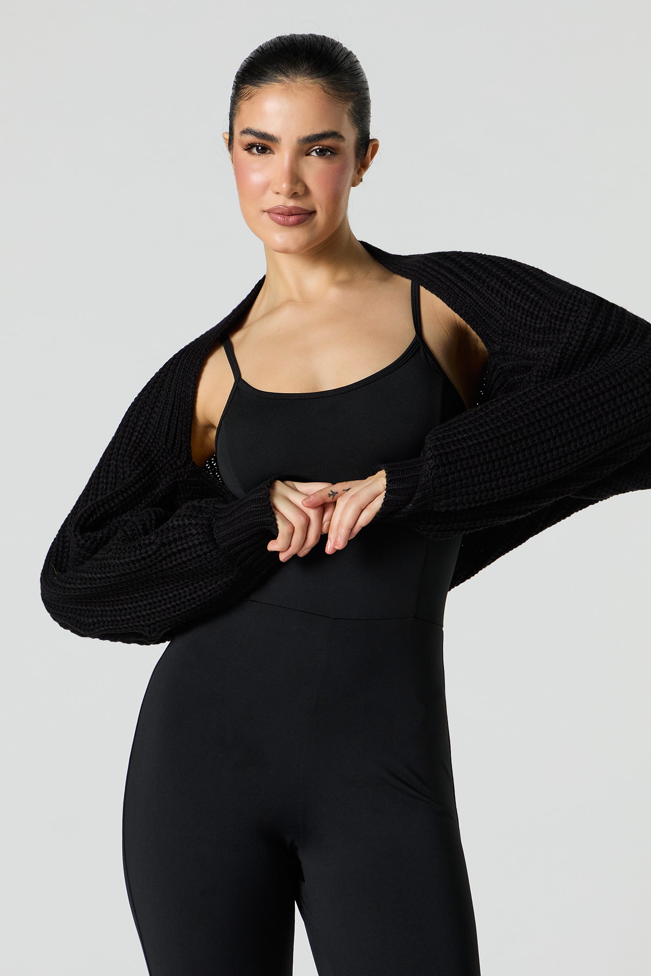 Ribbed Knit Cropped Shrug