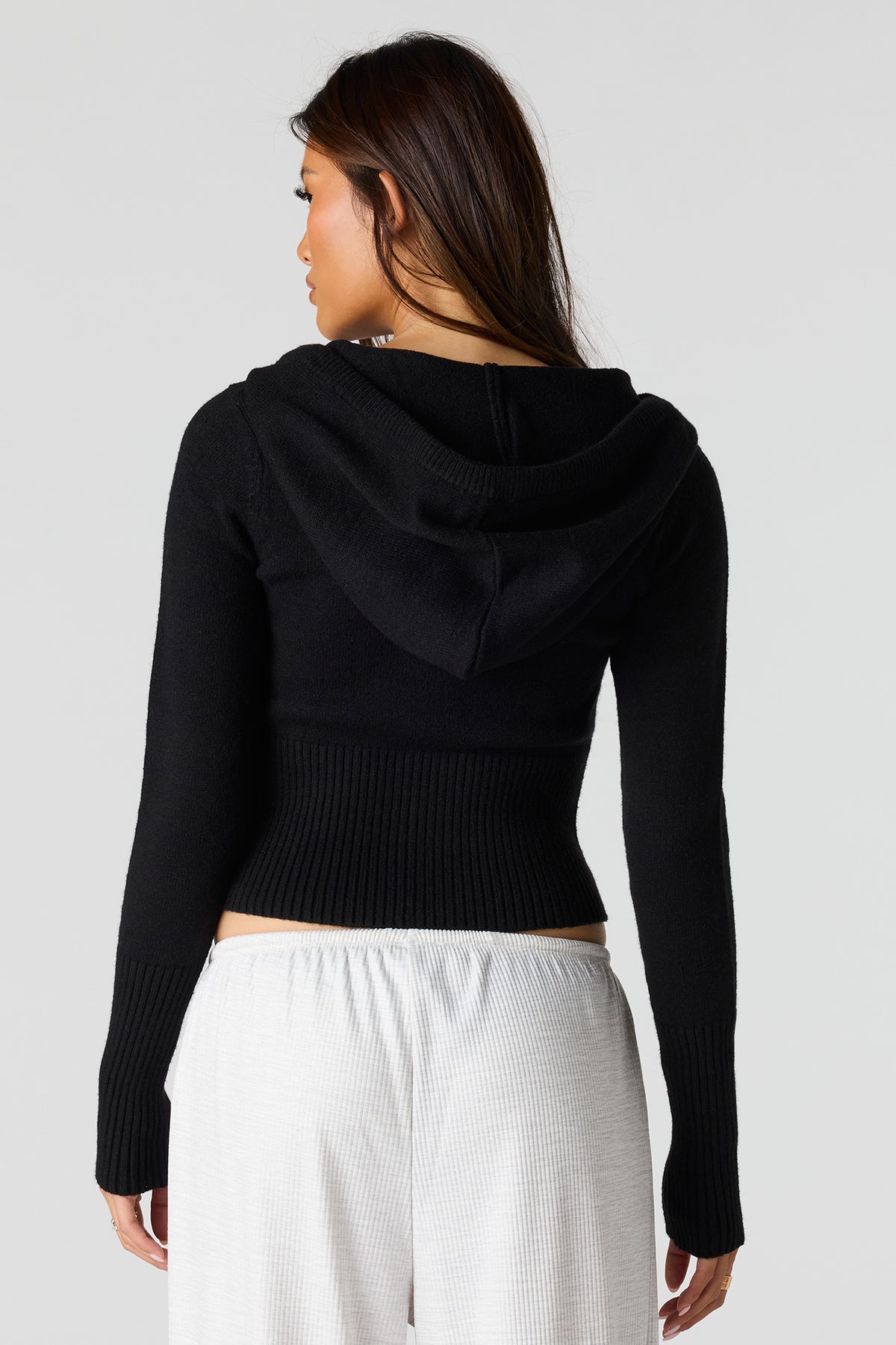 Alt View 2. Zip-Up Sweater Hoodie - Black