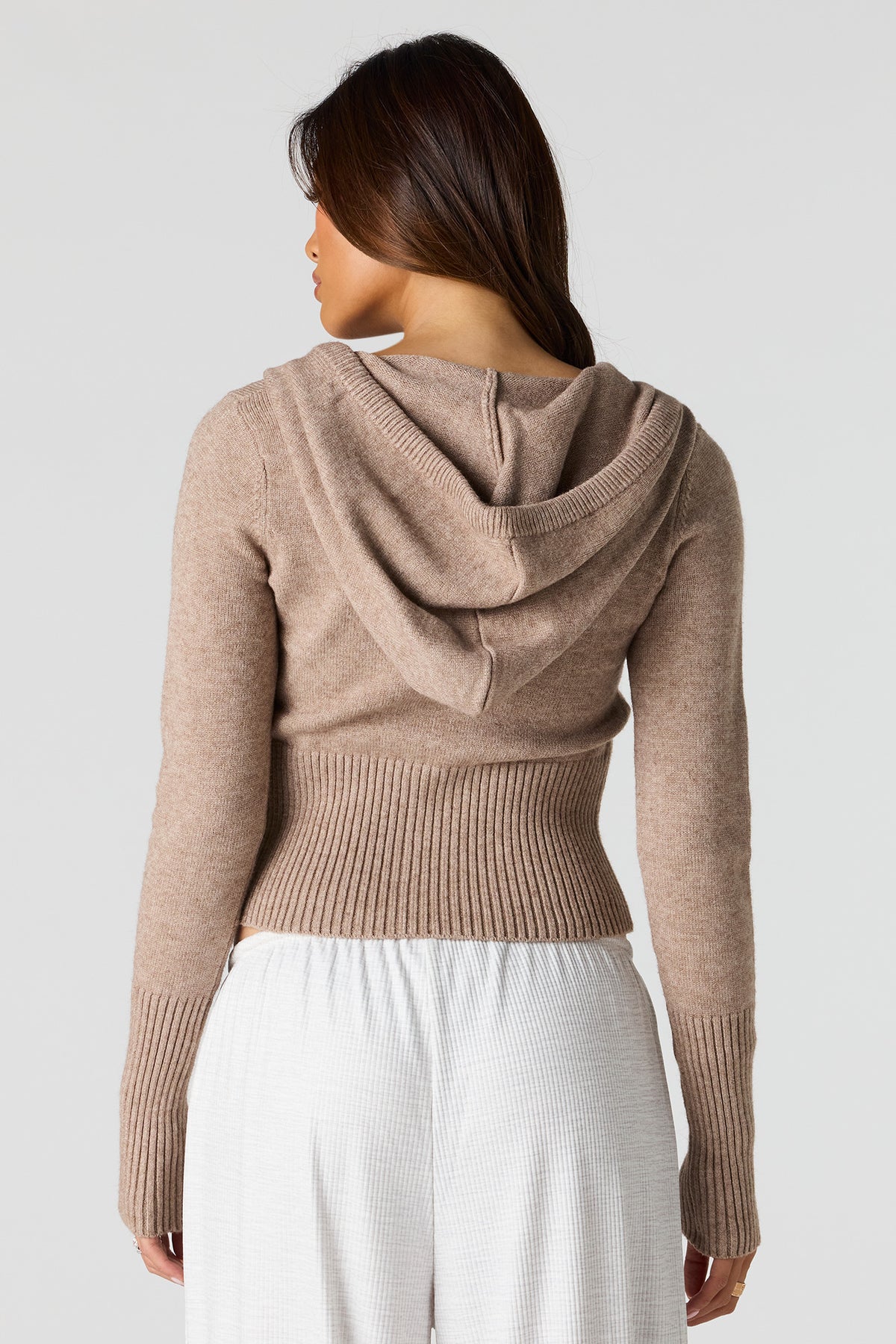 Alt View 2. Zip-Up Sweater Hoodie - Oatmeal
