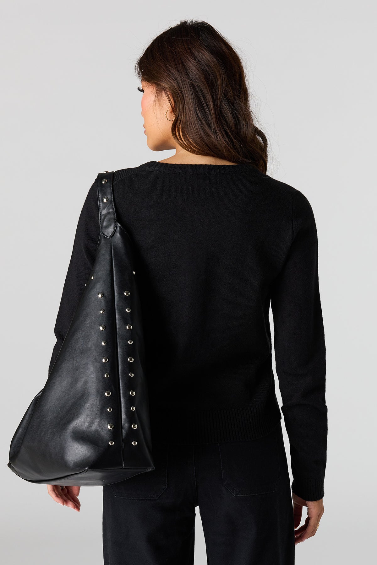 Alt View 2. Button-Up Cardigan - Black
