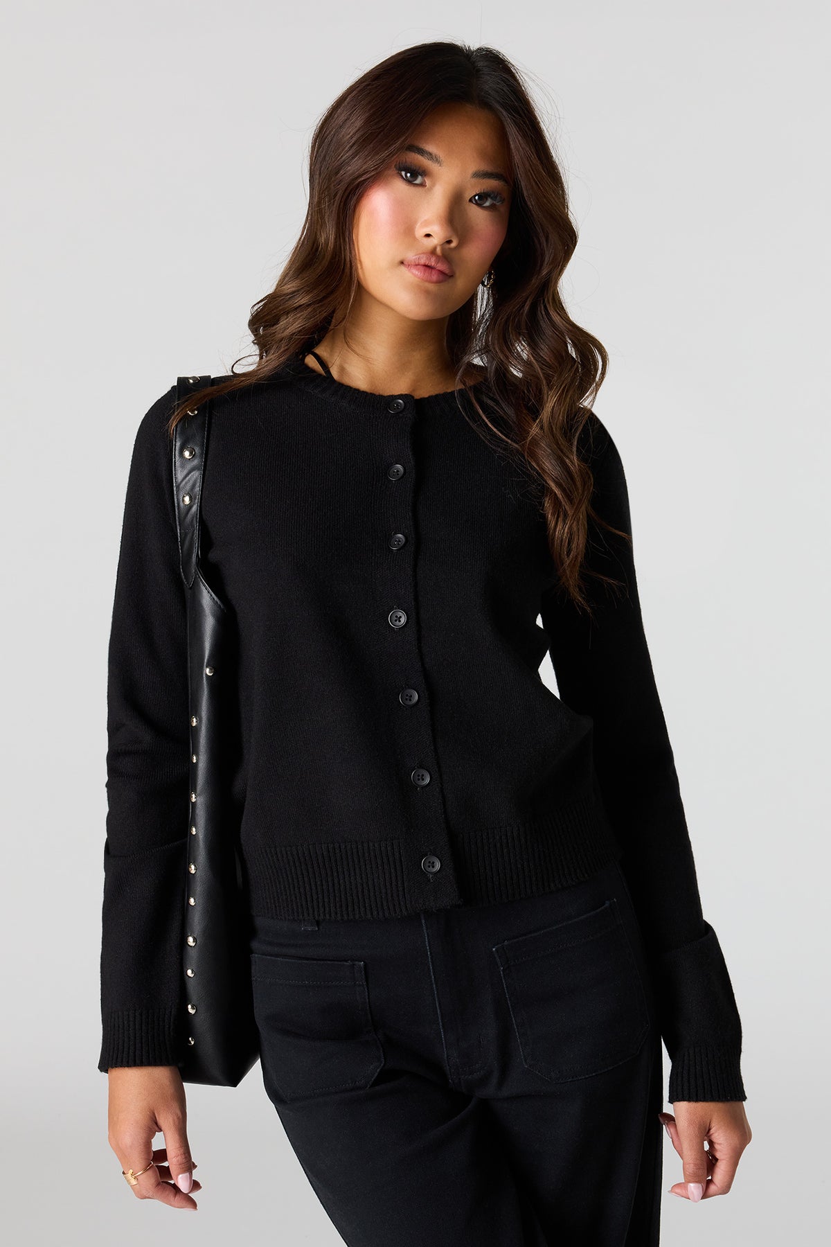 Button-Up Cardigan - Black