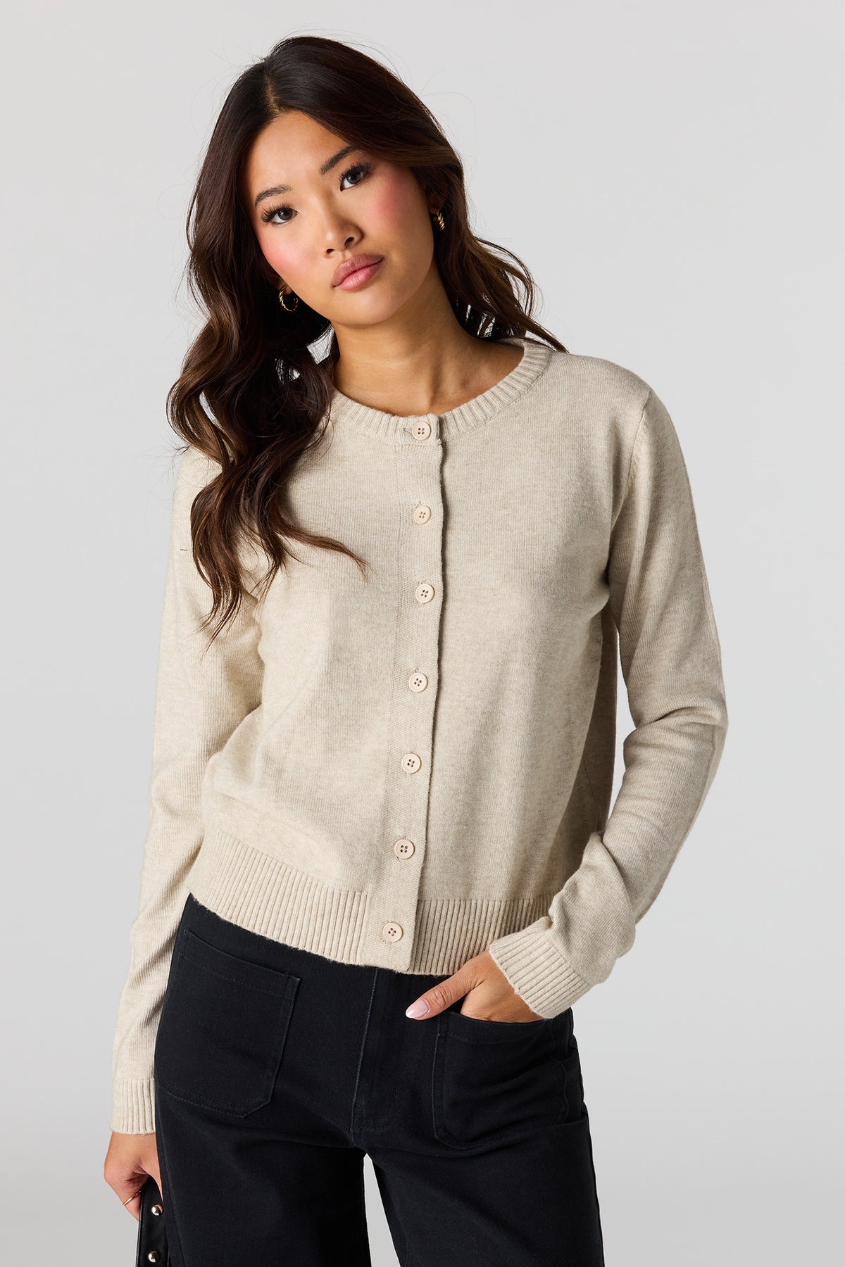 Button-Up Cardigan - Oatmeal
