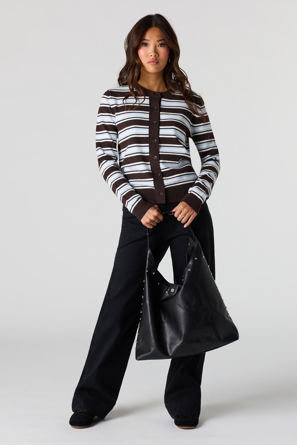 Alt View 3. Button-Up Cardigan - Dark Brown