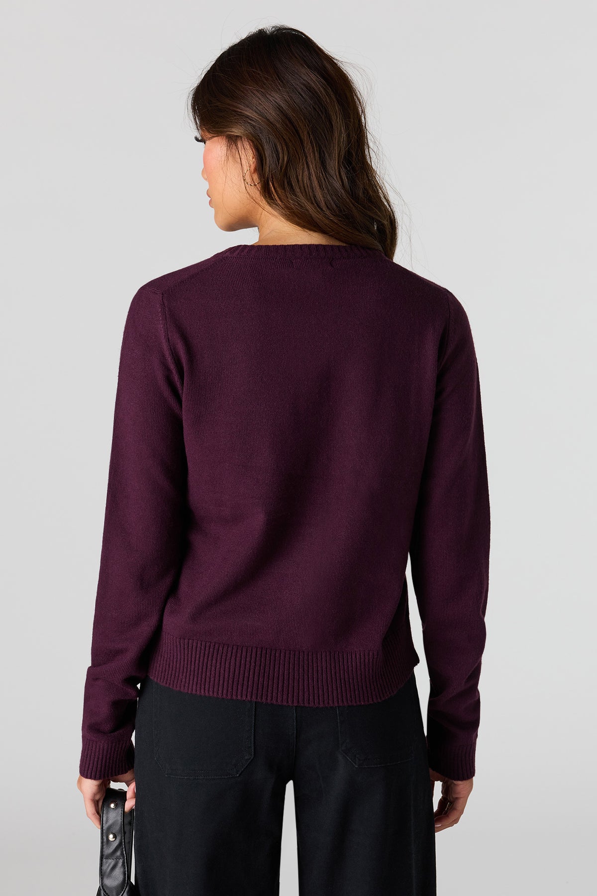 Alt View 2. Button-Up Cardigan - Burgundy